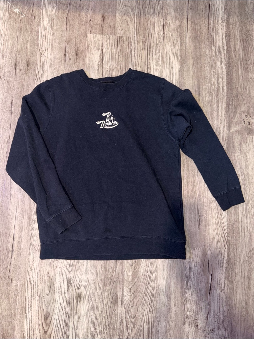 Pink Dolphin Black Crewneck Sweatshirt with Chest Logo